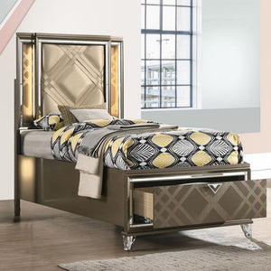 Skylar - Bed w/Storage Champagne