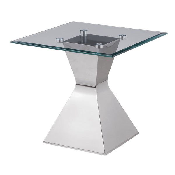 Jenny - Glass Top Stainless Steel Side End Table - Chrome