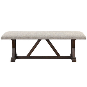 Pascaline - Bench - Gray Fabric, Rustic Brown & Oak