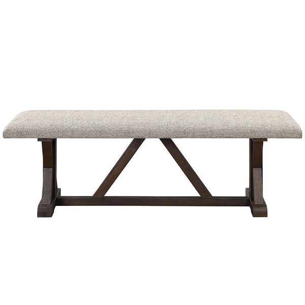Pascaline - Bench - Gray Fabric, Rustic Brown & Oak