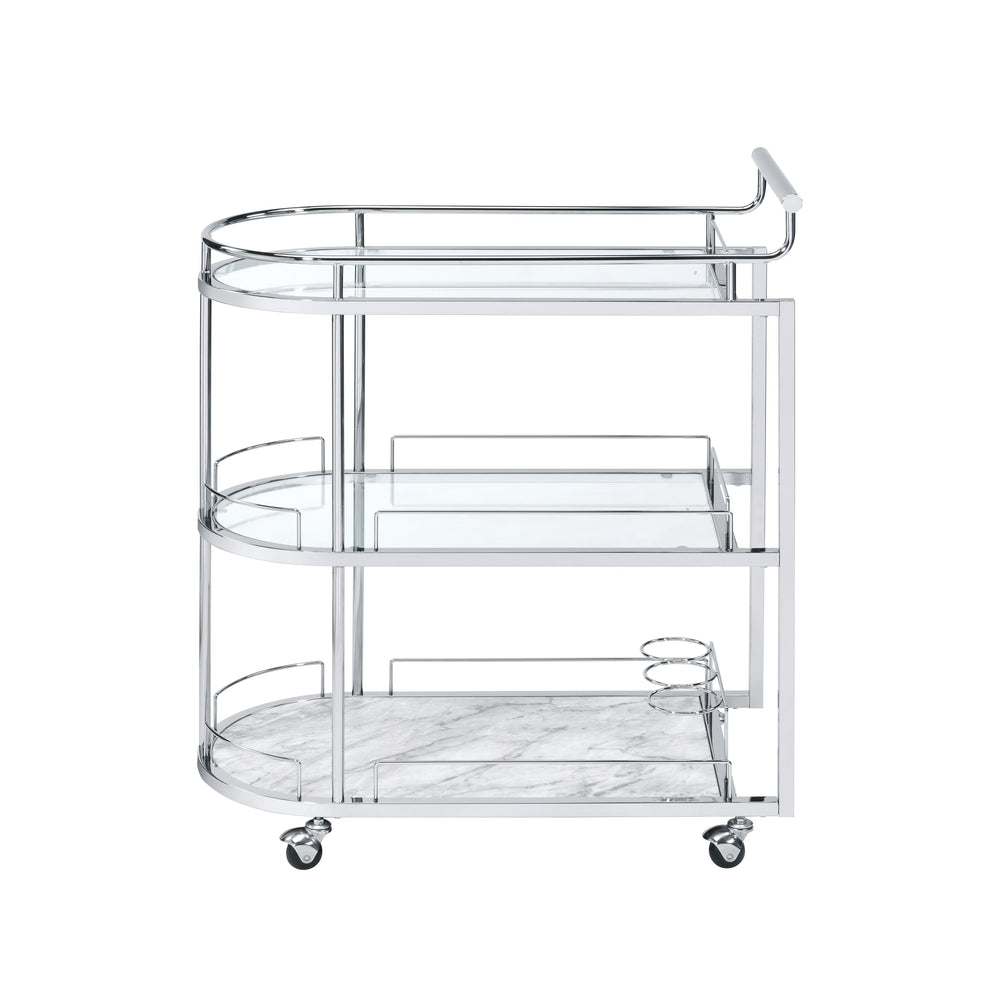 Inyo - Serving Cart - Clear Glass & Chrome Finish