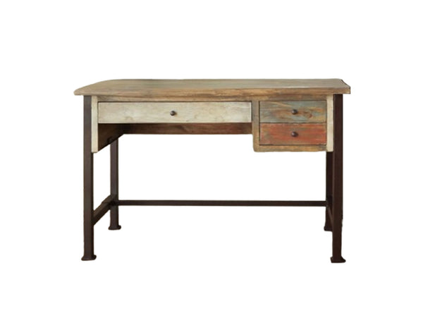 Antique - Desk With 3 Drawers - Multicolor