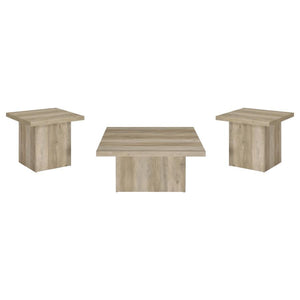 Devar - Square Coffee End Table Set - Distressed Pine