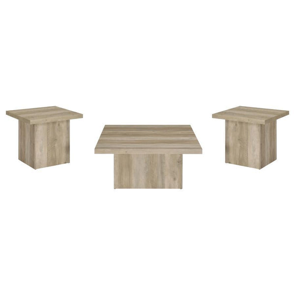 Devar - Square Coffee End Table Set - Distressed Pine