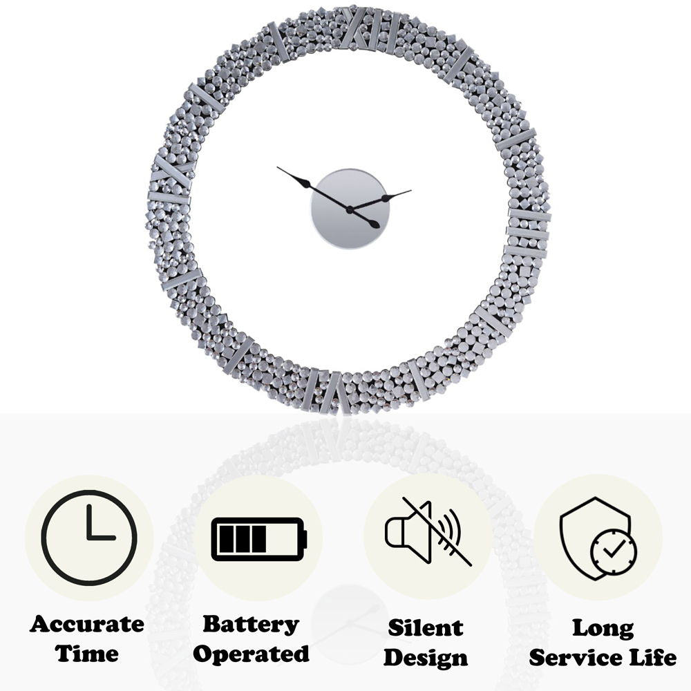 Kachina - 39" Wall Clock - Mirrored & Faux Gems