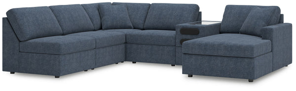 Modmax - Ink - Sectional Blue 6 Pc. Sectional With Raf Corner Chaise And Audio Console