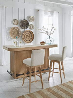 Escape - Dining Bar With Stone Top - Glazed Natural Oak / Vanilla Bean