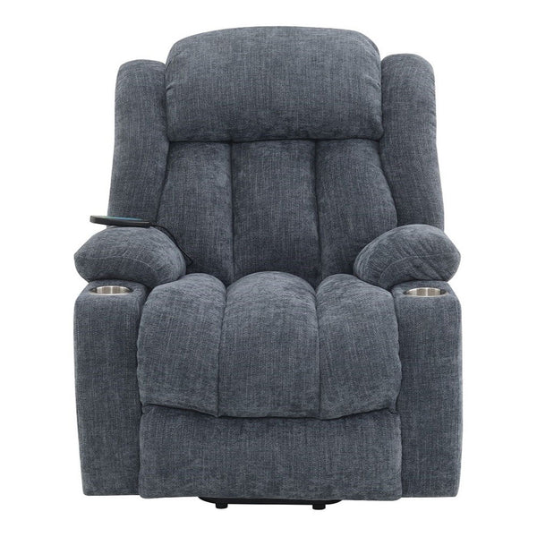 Omarion - Power Recliner With Lift, Heating & Massage - Blue Chenille