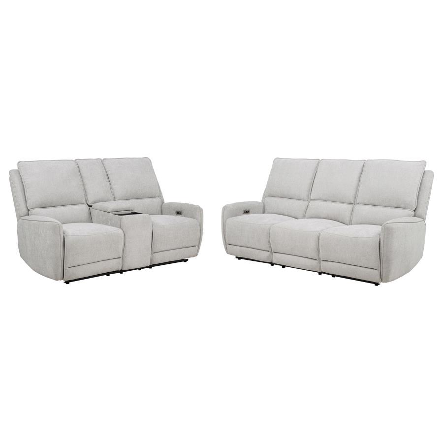 Sylmar - Chenille Power Reclining Sofa Set Gray 2 Pc. Sofa, Loveseat