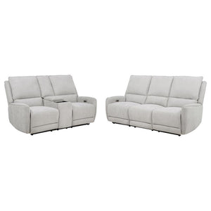Sylmar - Chenille Power Reclining Sofa Set Gray 2 Pc. Sofa, Loveseat