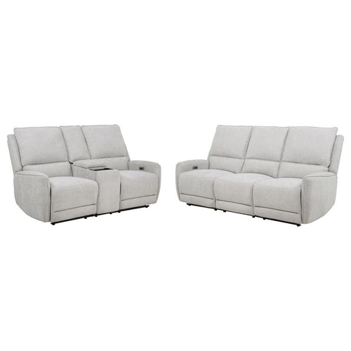 Sylmar - Chenille Power Reclining Sofa Set Gray 2 Pc. Sofa, Loveseat