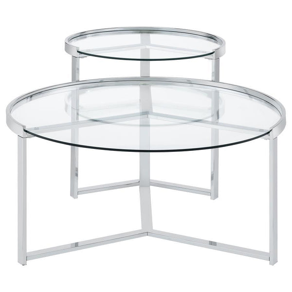 Delia - 2 Piece Round Glass Top Nesting Coffee Table