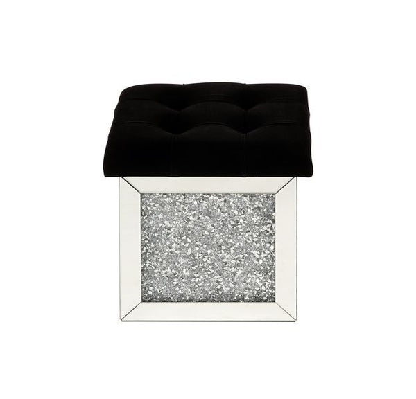 Noralie - 16" Ottoman With Storage - Mirrored & Faux Diamonds