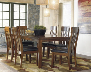 Ralene - Dining Room Set Light Brown 7 Pc. - Rectangular Dining Room Butterfly Extension Table, 6 Upholstered Side Chairs