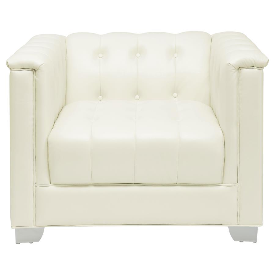 Chaviano - Upholstered Track Arm Accent Chair - Pearl White