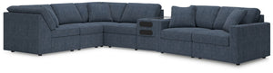Modmax - Ink - Sectional Blue 7 Pc. Sectional With Laf Corner Chair And Audio Console