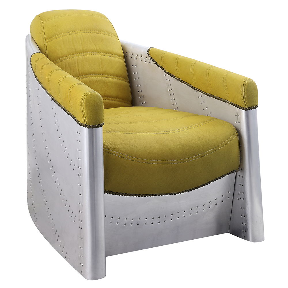Brancaster - Accent Chair - Yellow Top Grain Leather & Aluminum