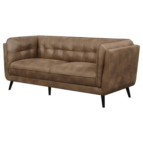 Thatcher - Upholstered Tuxedo Arm Tufted Sofa - Brown