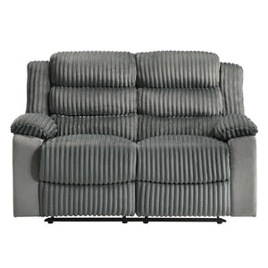 Lesley - Motion Loveseat - Gray Corduroy & Velvet