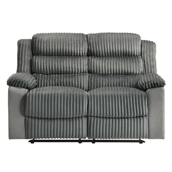 Lesley - Motion Loveseat - Gray Corduroy & Velvet