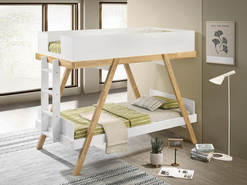 Frankie - Bunk Bed With 7" Mattresses White Twin over Twin