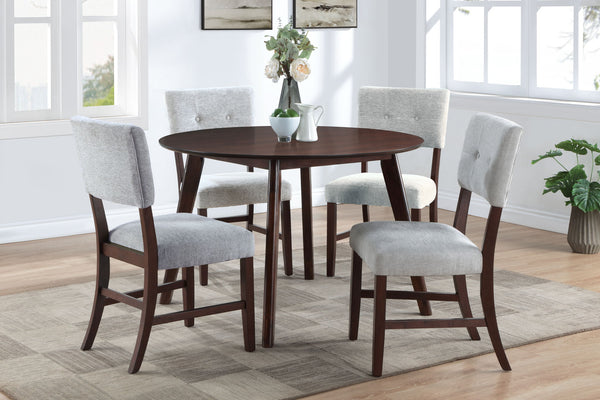 Tioga - 47" Round Dining Table Set Gray 5 Pc. Table, 4 Chairs