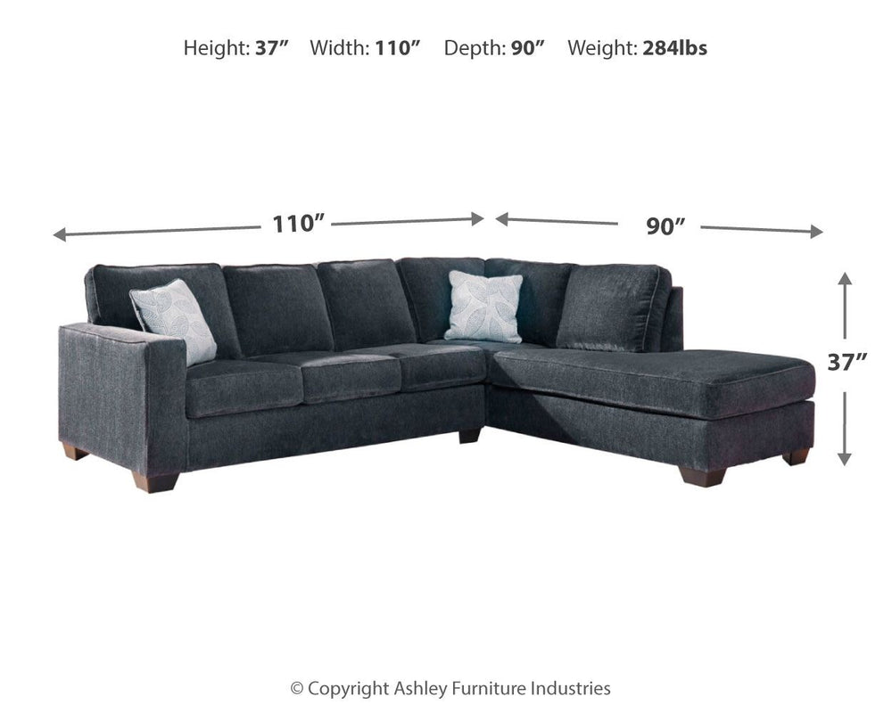 Altari - Right Arm Facing Corner Chaise With Sleeper 2 Pc Sectional - Slate
