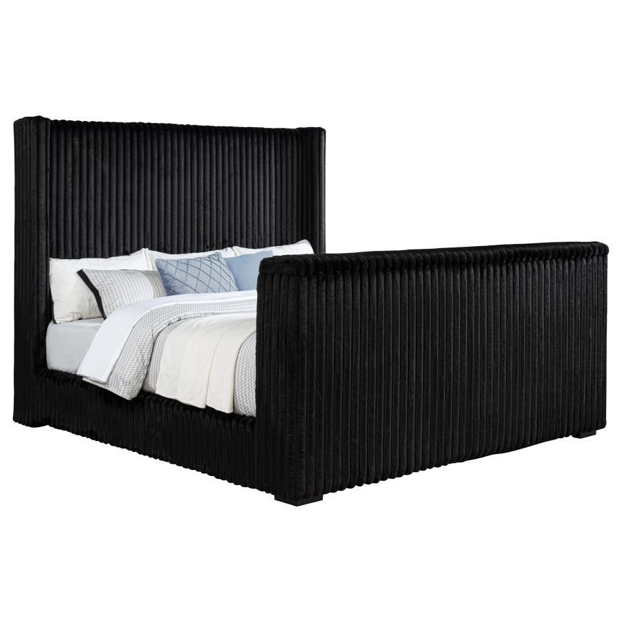 Centergrove - Upholstered Wingback TV Bed Black
