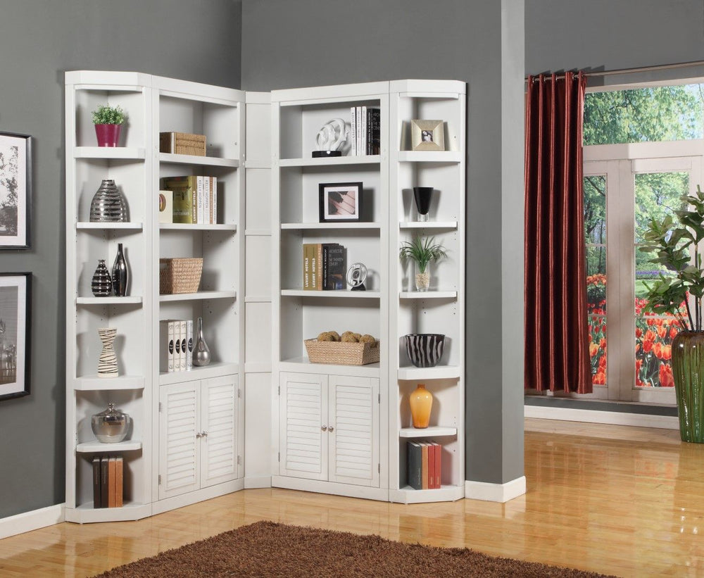 Boca - 5 Piece L Shape Corner Bookcase Wall - Cottage White