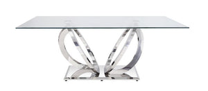 Finley - Dining Table - Clear Glass Top & Mirrored Silver