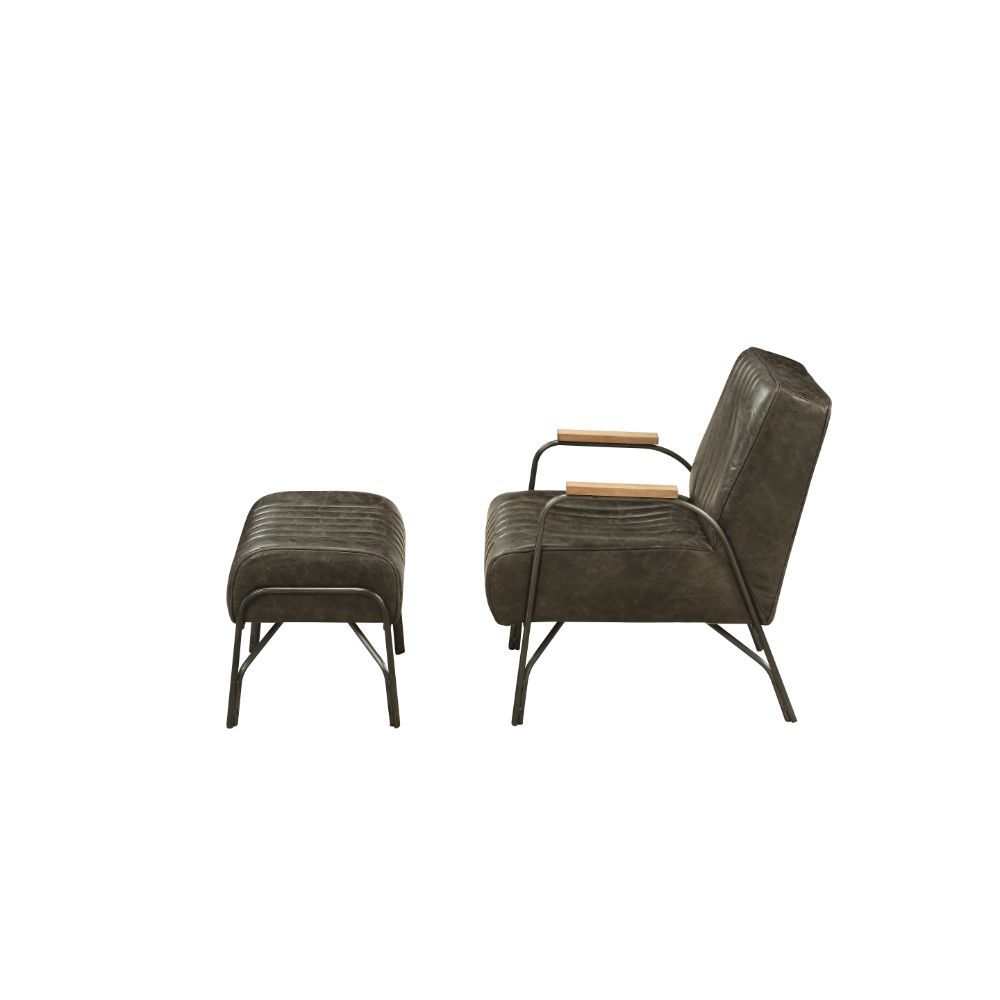 Sarahi - 2Pc Pk Chair & Ottoman Distress Espresso