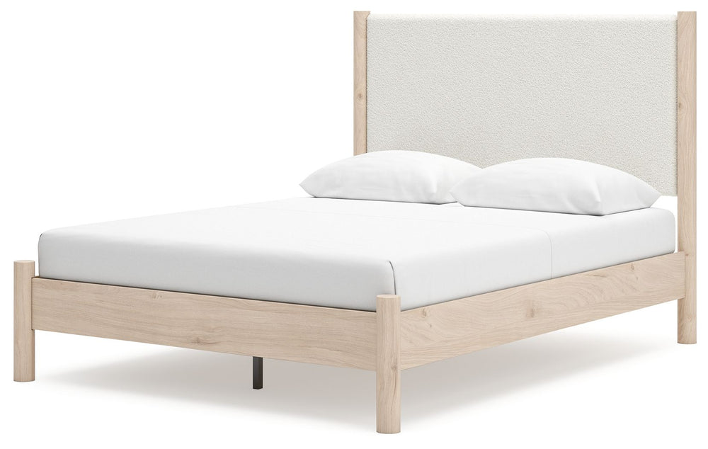 Cadmori - Upholstered Panel Bed Beige Queen