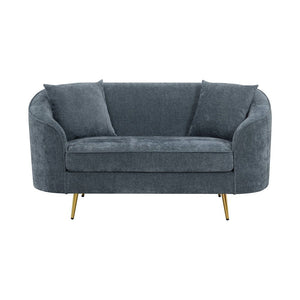 Nakendra - Loveseat With 2 Pillows - Cobalt Blue Chenille