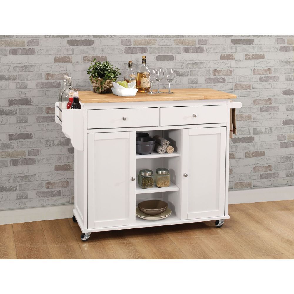 Tullarick - Kitchen Cart Natural Wood Top