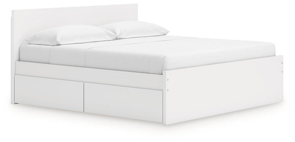 Onita - Panel Platform Bed White King 1 Side Storage