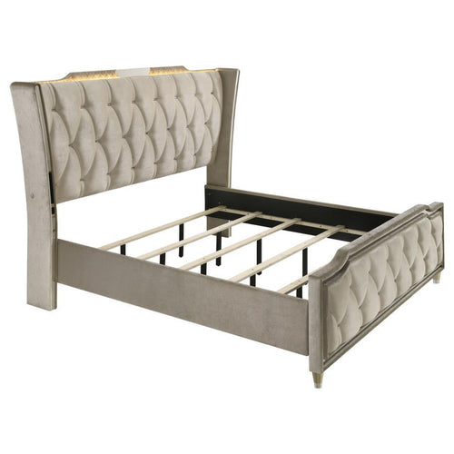 Lorient - LED Upholstered Bed Beige