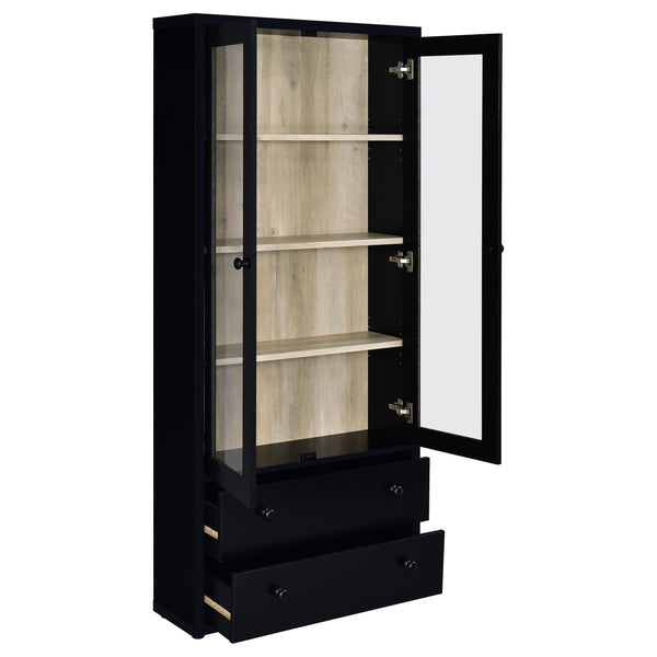 Hawthorne - 4-Shelf Glass Door Tall Cabinet With Drawers