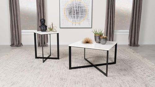 Tobin - Marble Top Coffee And End Table Set White 2 Pc. Coffee Table, End Table