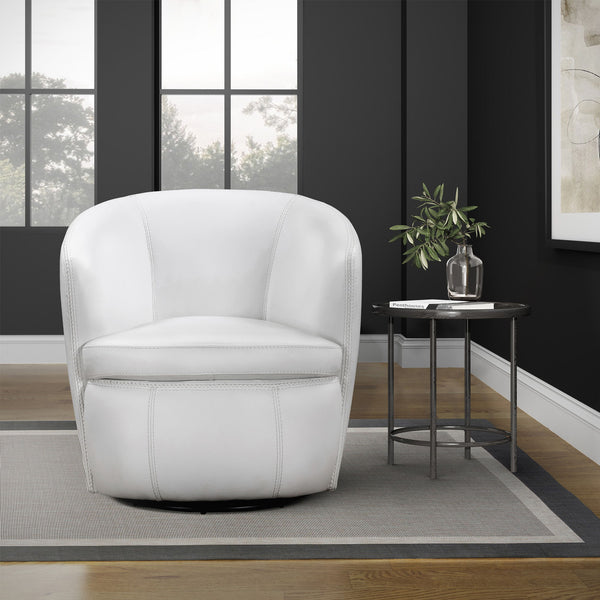 Barolo - 100% Italian Leather Swivel Club Chair (Set of 2)