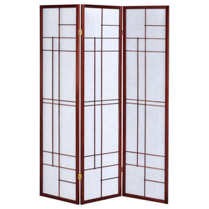 Katerina - 3-Panel Room Divider Folding Shoji Screen - Cherry