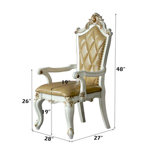 Picardy - Arm Chair (Set of 2) - Butterscotch Synthetic Leather & Antique Pearl
