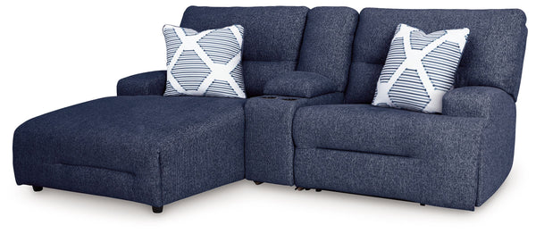 Acklen Place - Reclining Sectional Blue 3 Pc. Power Reclining Sectional Sofa With LAF Chaise
