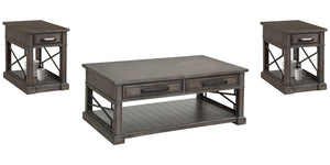 Sundance - Cocktail Table Set Dark Gray 3 Pc. Cocktail Table, 2 Chairside Tables