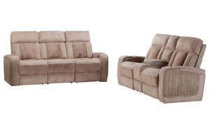 Equinox - Power Reclining Sofa Set Mushroom 2 Pc. Sofa, Loveseat