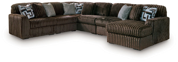 Midnight-Madness - Sectional Dark Brown 6 Pc. Right Arm Facing Corner Chaise Sectional
