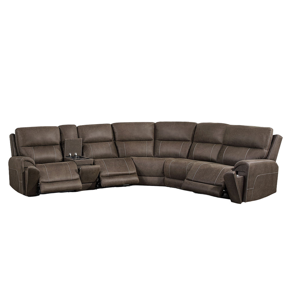 Gaia - 6 Piece P2 Power Sectional - Brown