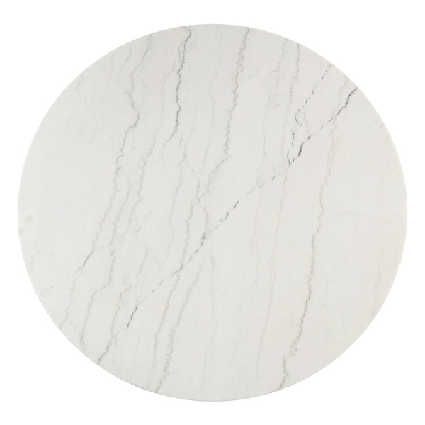 Edwyn - Round Dining Table - White Natural Marble Top & Espresso