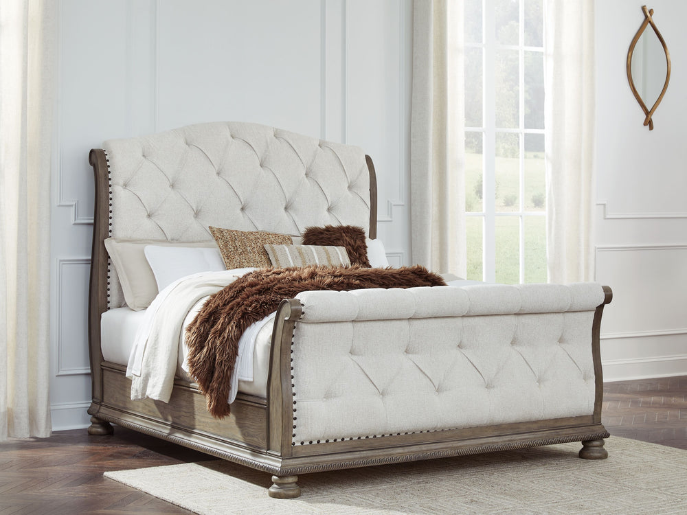 Ardenfield - Upholstered Sleigh Bed Light Brown