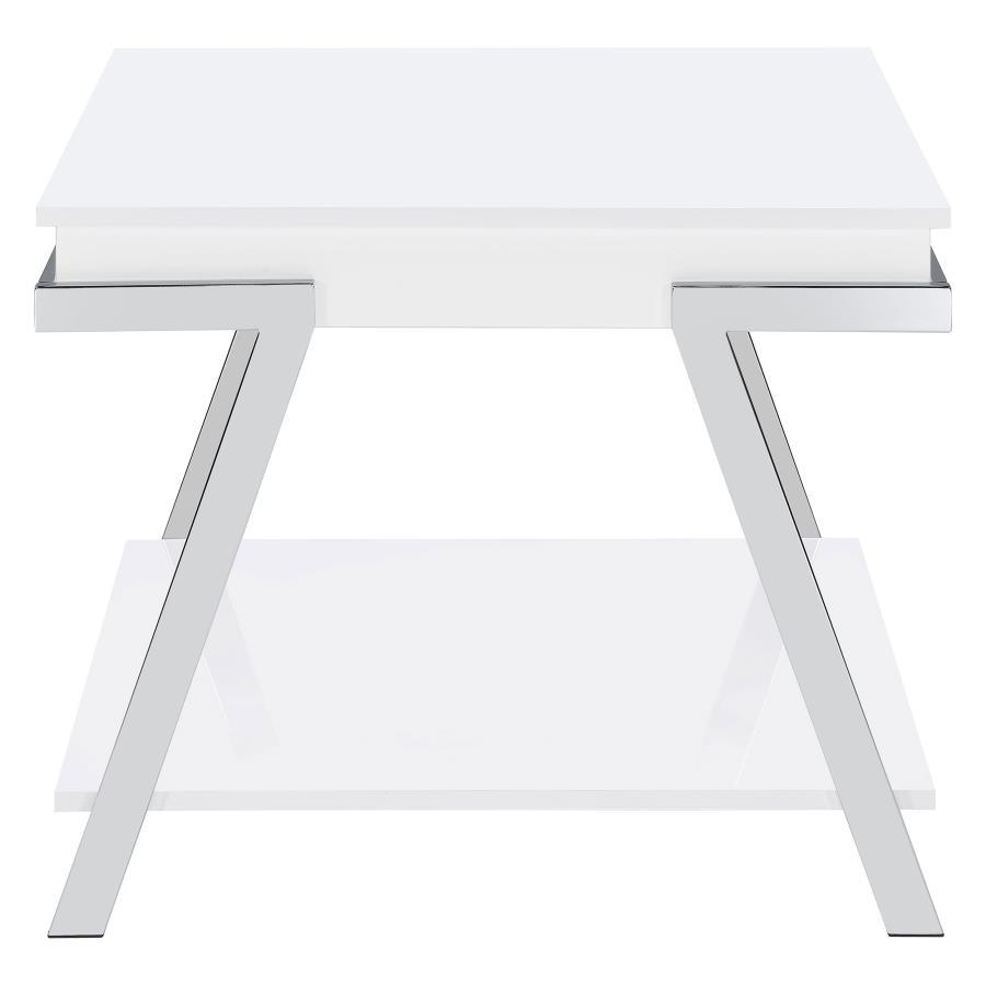 Marcia - Rectangular Side End Table - White High Gloss