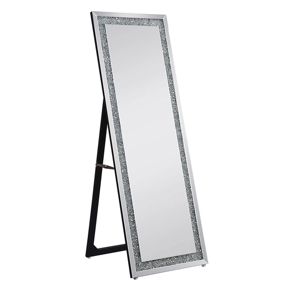Noralie - 63" X 22" Floor Mirror - Mirrored & Faux Diamonds